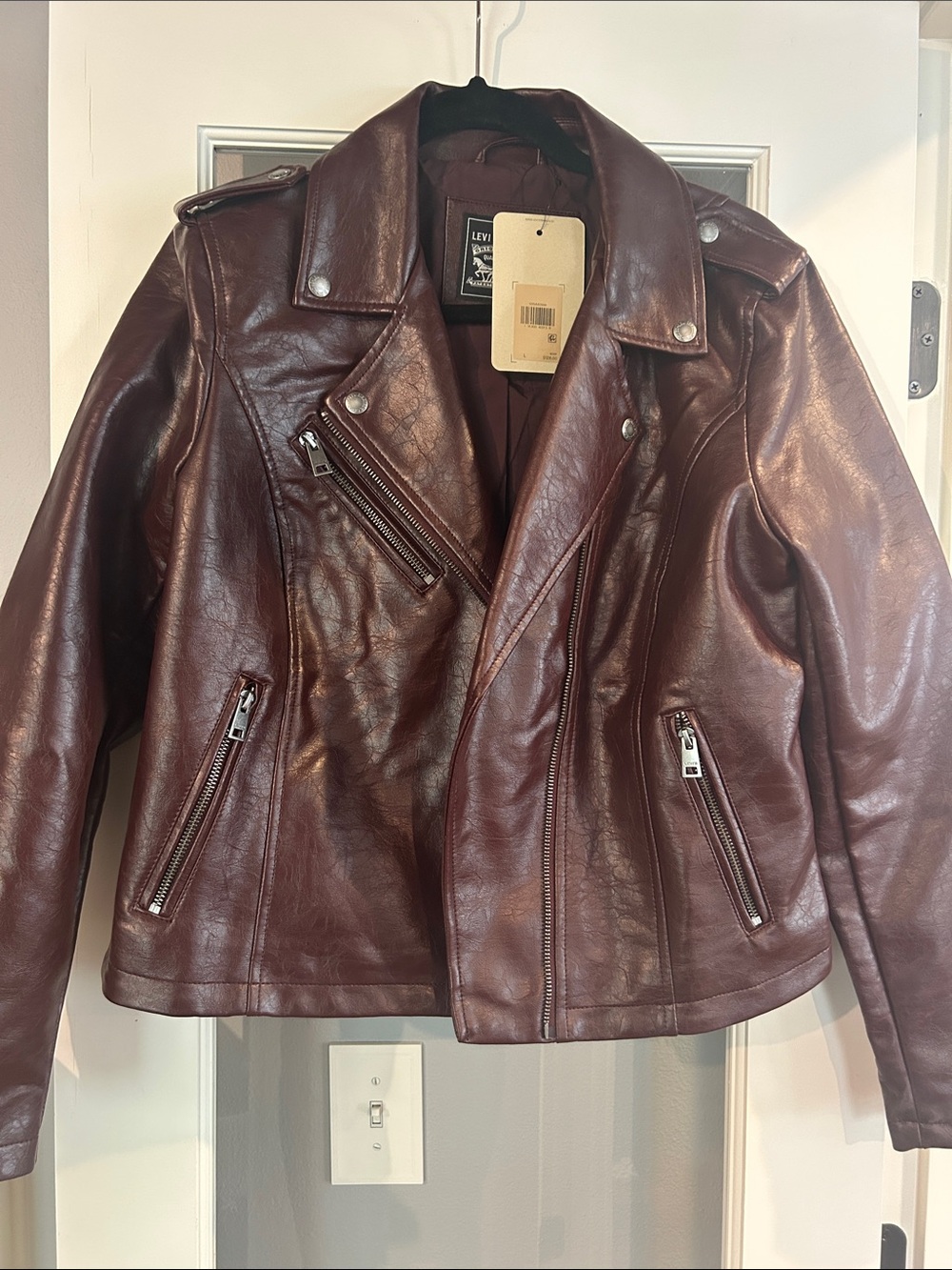 Levi's Women's Maroon Leather Moto Jacket